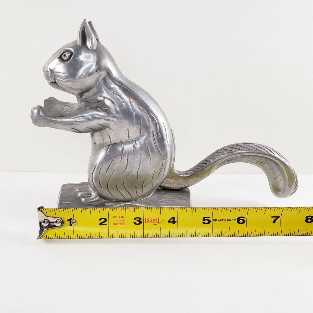 Squirrel Sitting on Log Nutcracker Cast Metal Animal Cabin Lodge Rustic Wildlife